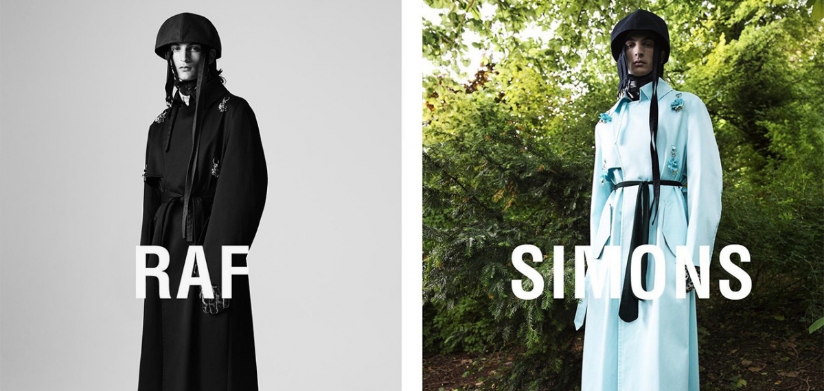 Жокейские шлемы и металлические цветы в кампейне Raf Simons FW19