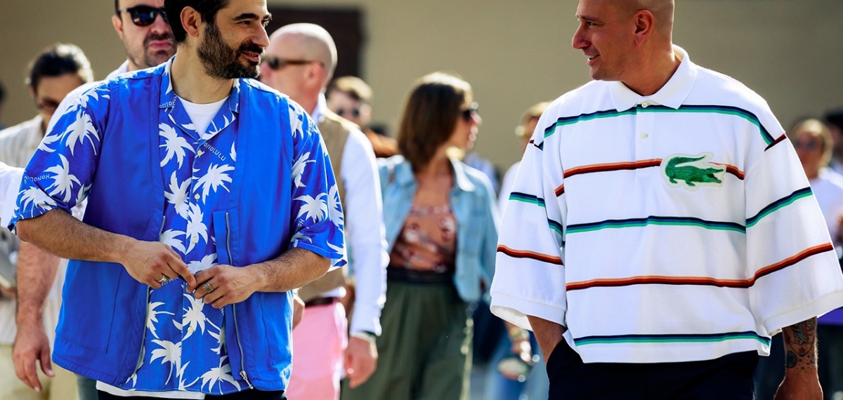 Смелые принты и непринужденный стиль модных мужчин на Pitti Uomo SS20